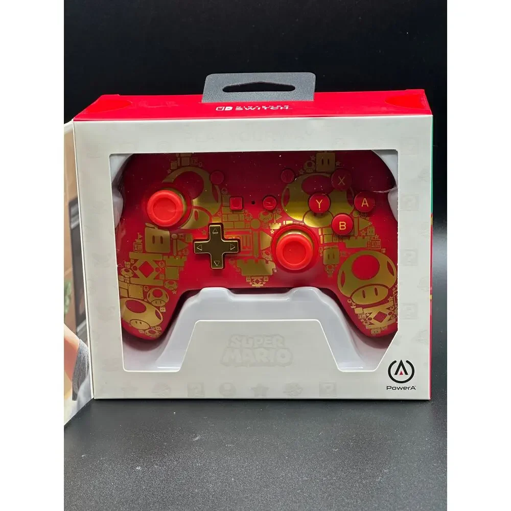 Nintendo Switch PowerA Super Mario Wired Controller Red Gold Official Licensed
